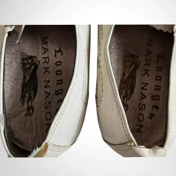 Lounge by Mark Nason Size 9.5 Men's Vintage Leather Loafers Off White - Picture 7 of 11